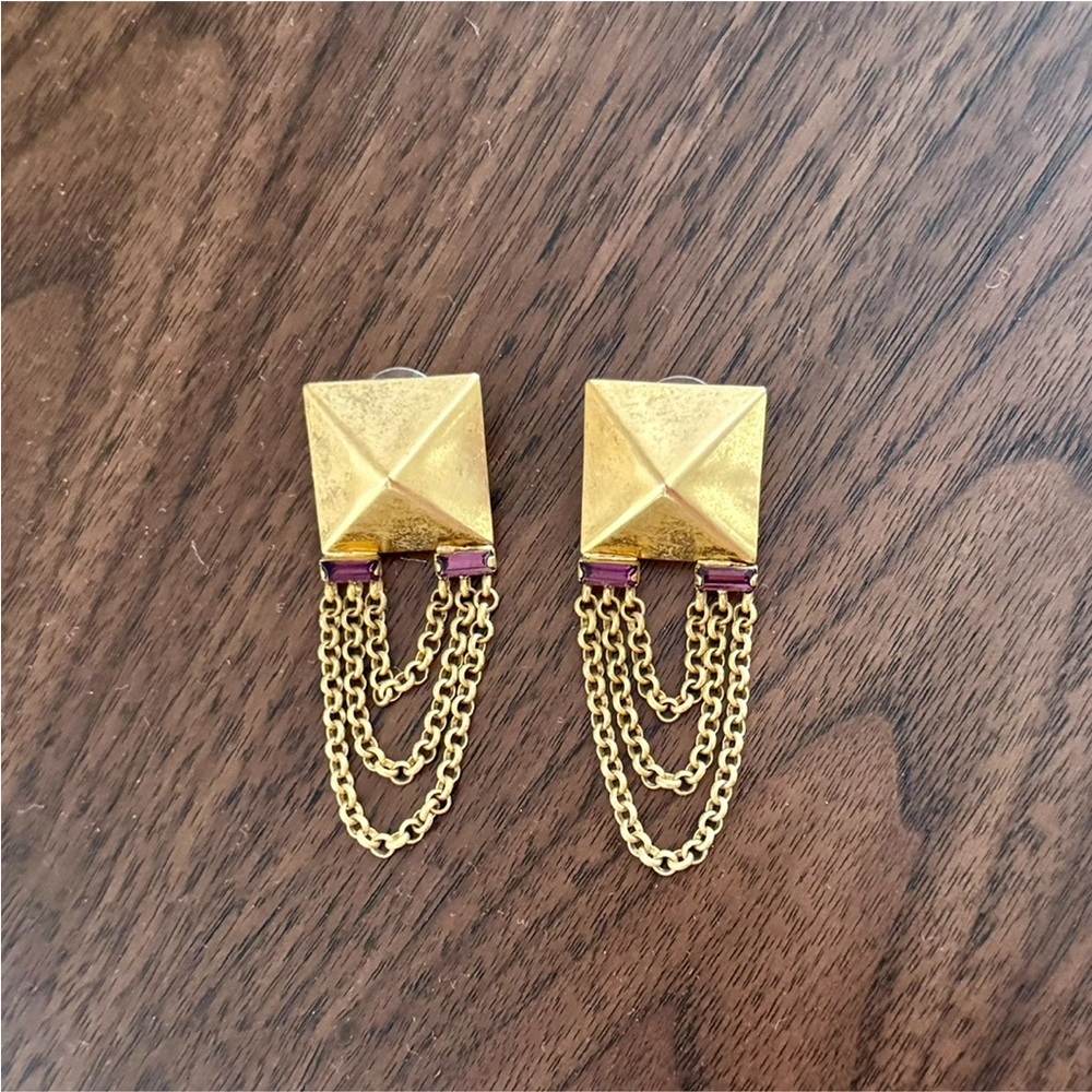 Dannijo Gold Pyramid Earrings